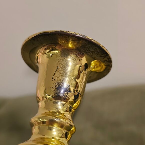 Vintage Set of 2 Brass Spiral Clear Lucite Acrylic Candlesticks Holders MCM - Picture 8 of 10